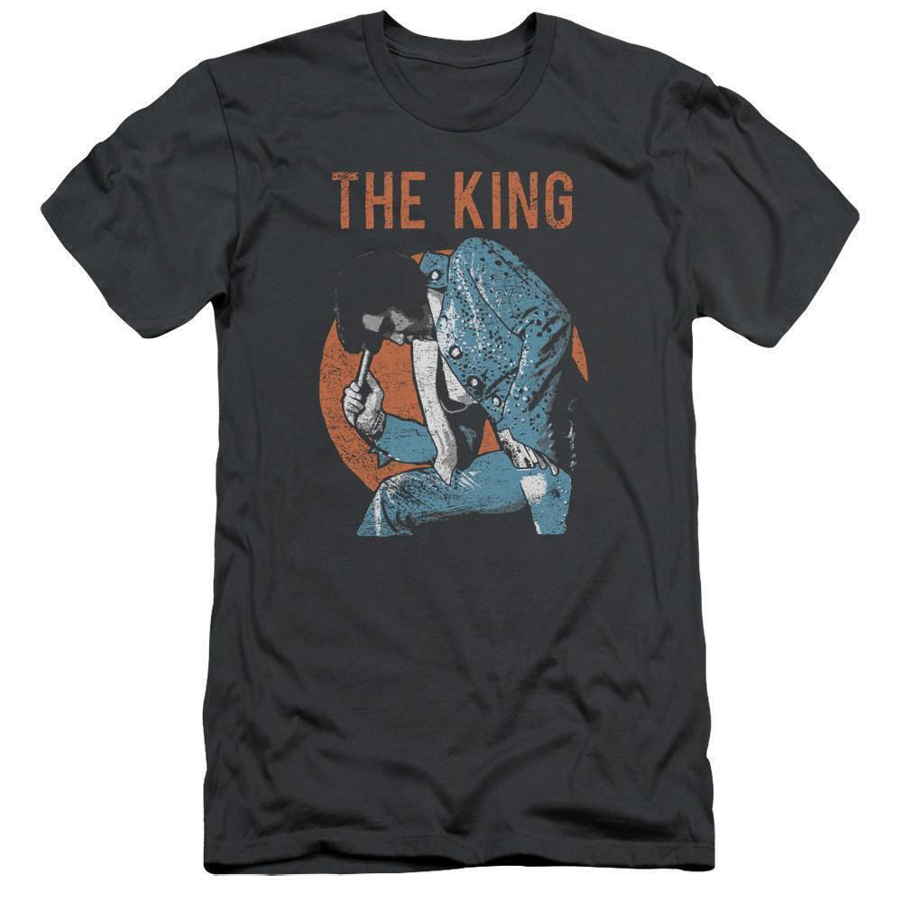 Elvis Presley Mic In Hand Classic Adult 301 T Shirt Charcoal